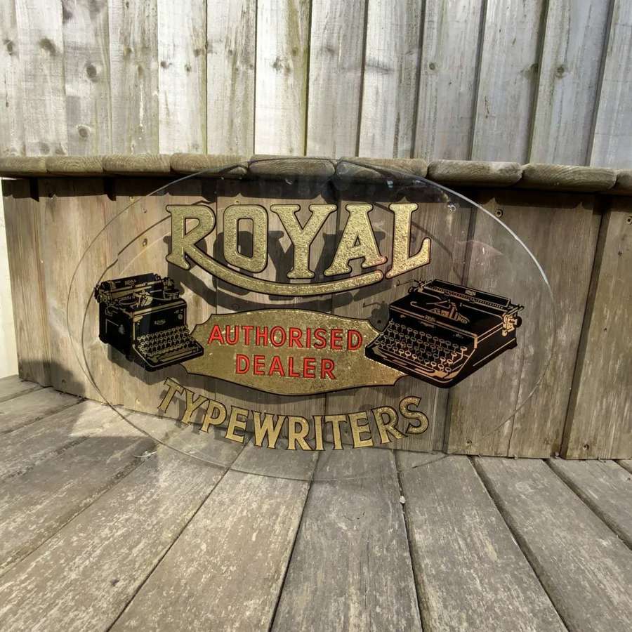 Royal typewriter glass advertising sign