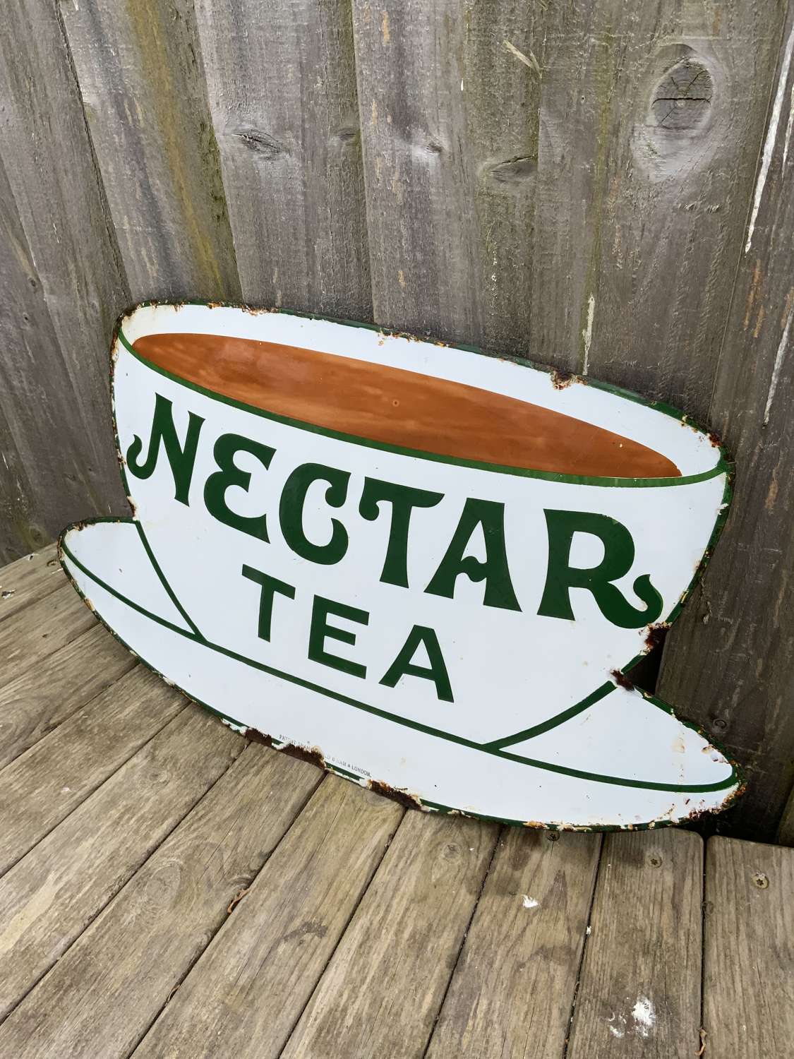 Nectar tea enamel sign cup and saucer