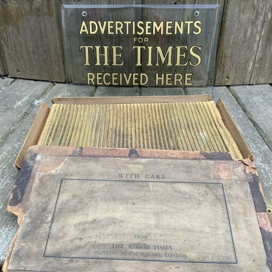 The times glass advertising sign in original box