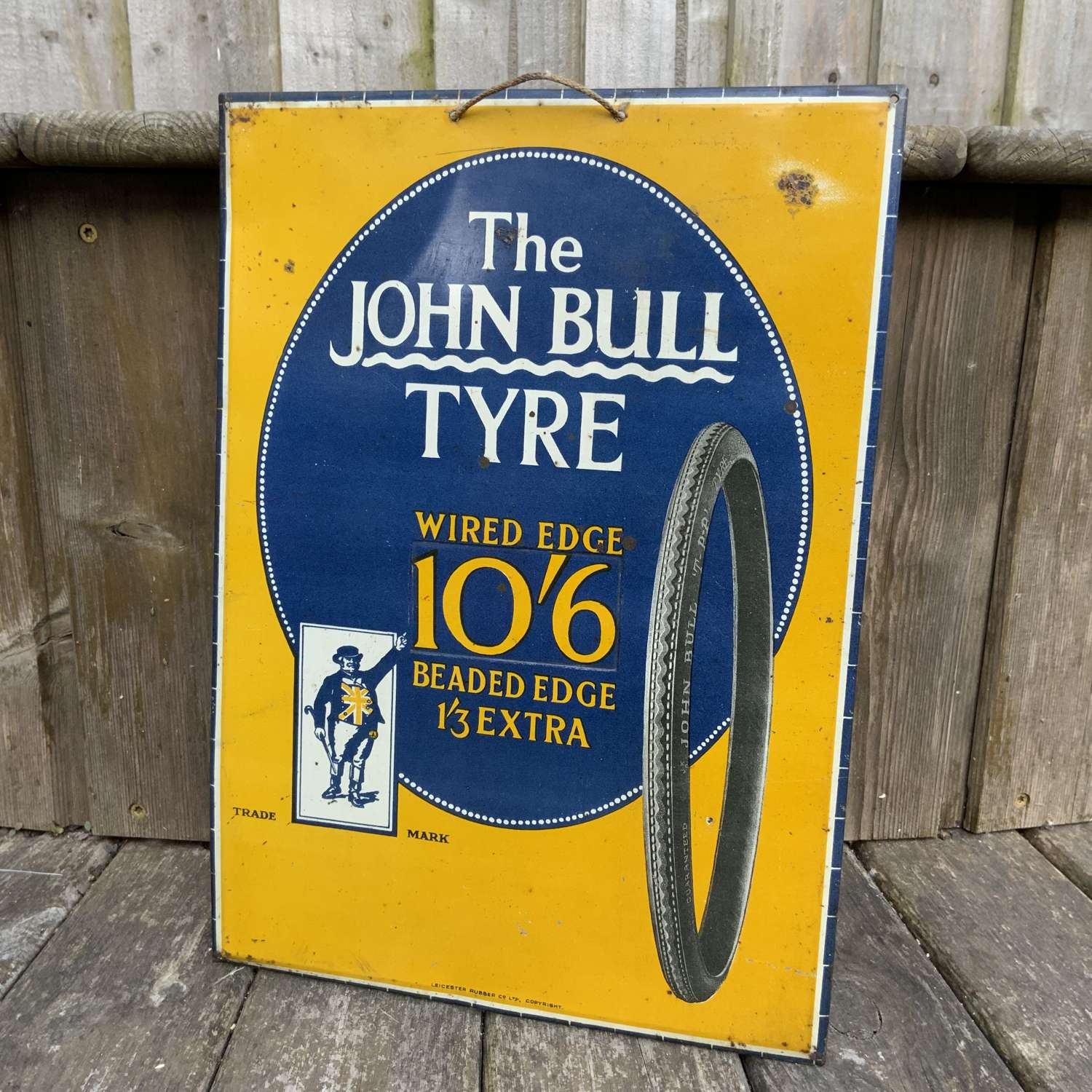 John Bull tin advertising sign for tyres