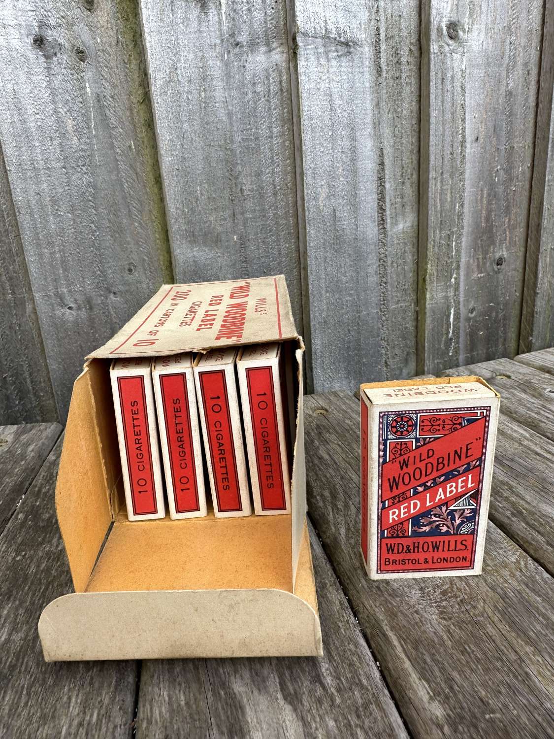 Wills wild woodbine red label shop box, complete with live 10 packs.