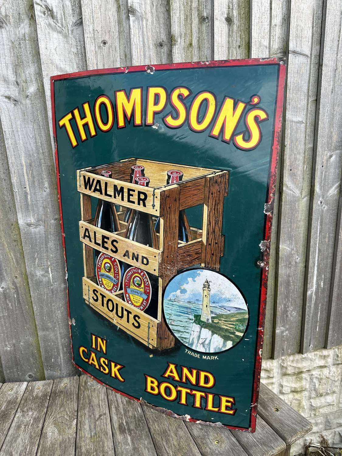 Rare thompsons brewery enamel advertising sign
