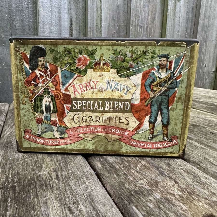 Unusual paper label army cigarettes tin