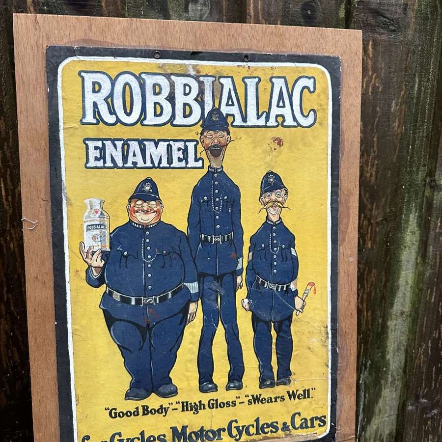 Rare Advertising showcard for robbialac with policemen