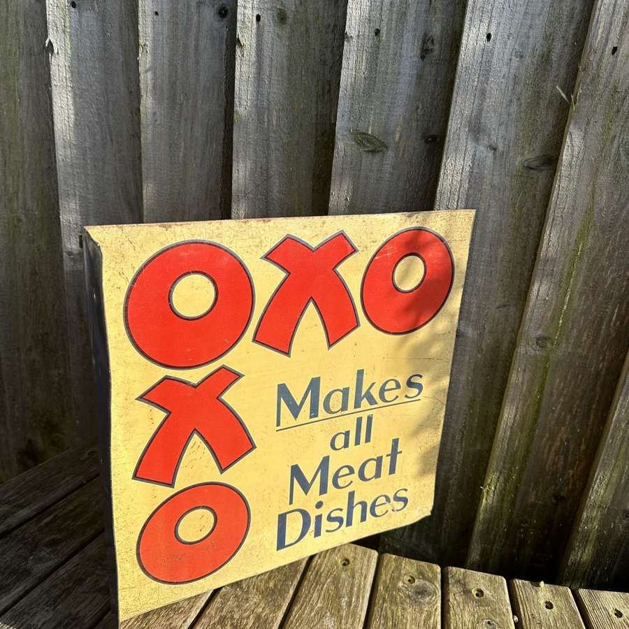 Flanged oxo advertising tin sign