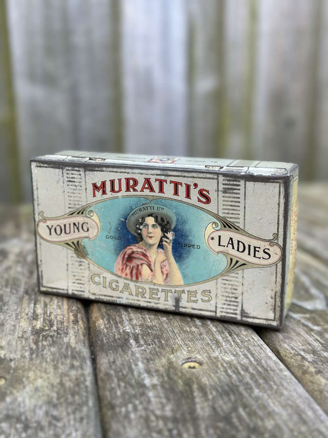 Unusual murattis lady cigarette tin