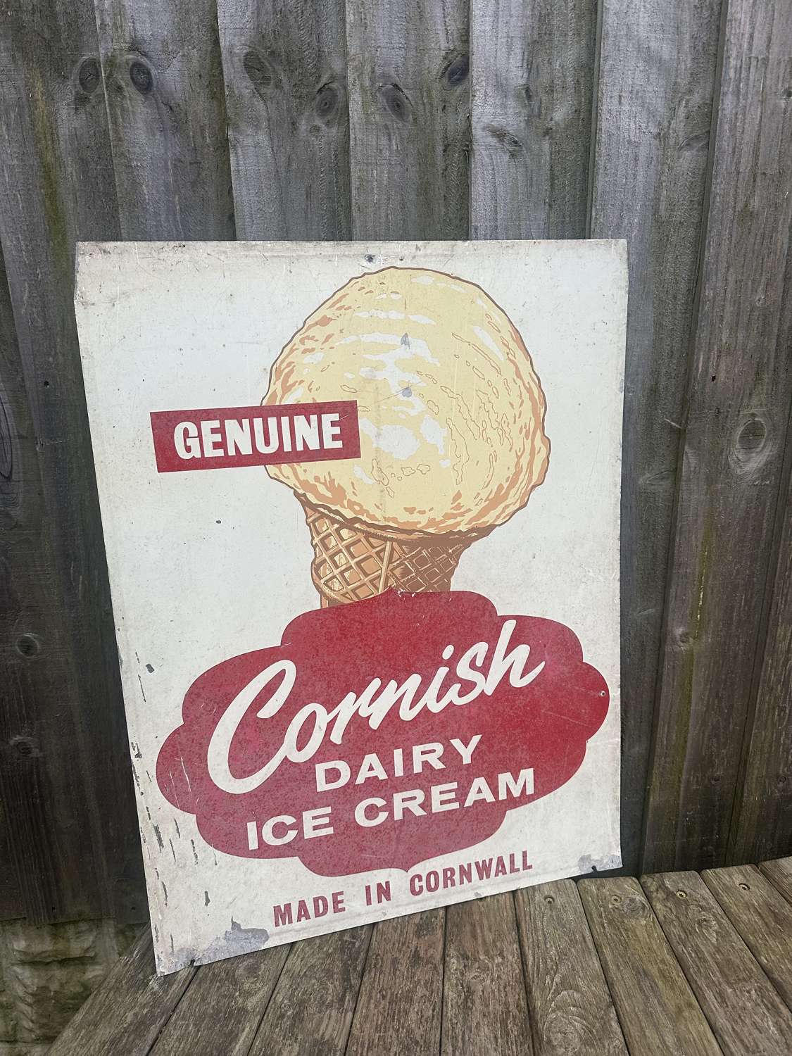 Cornish dairy ice cream tin advertising sign
