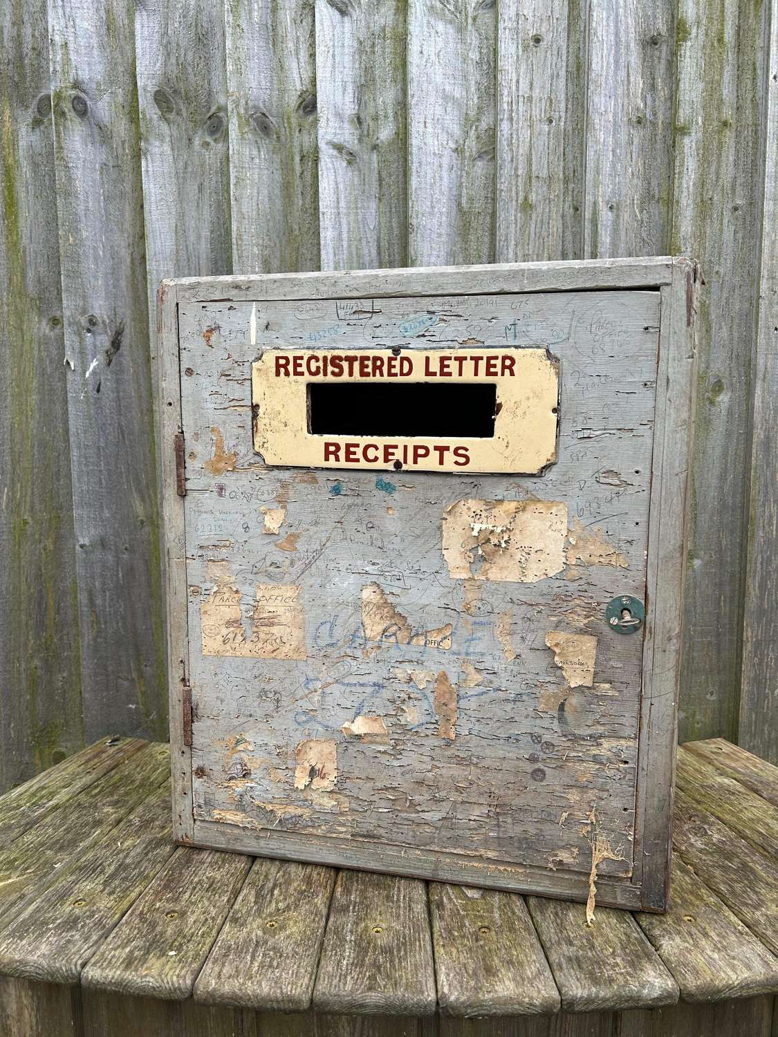 Unusual letter box with enamel letter slot
