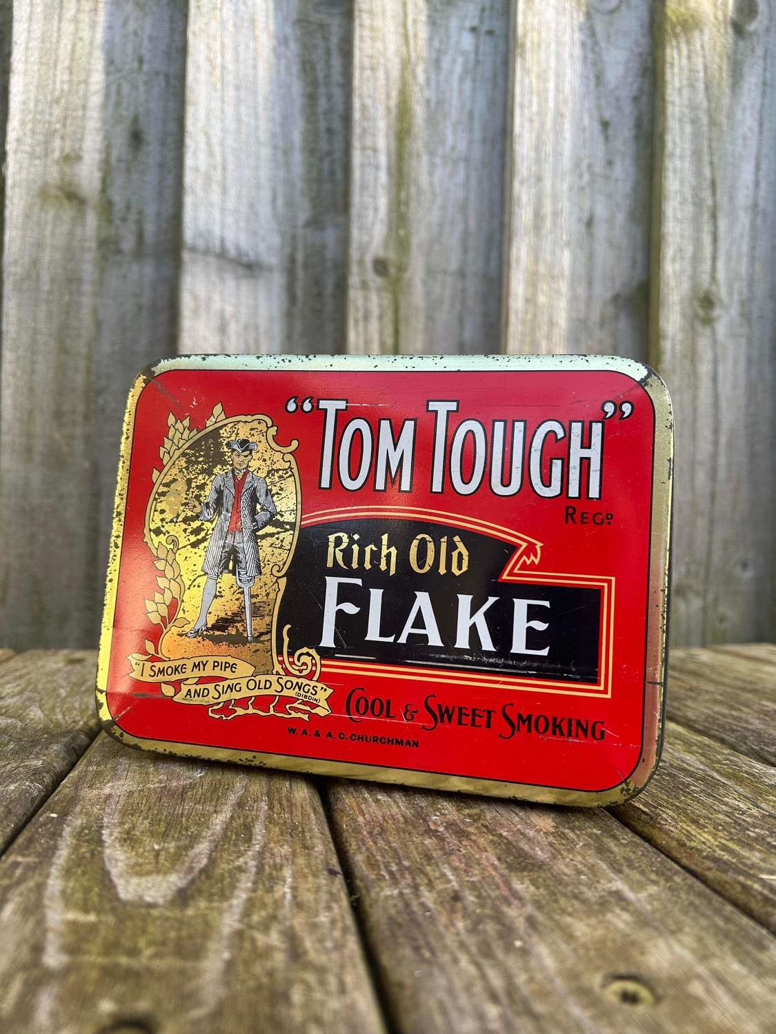 Tom tough flake tobacco tin