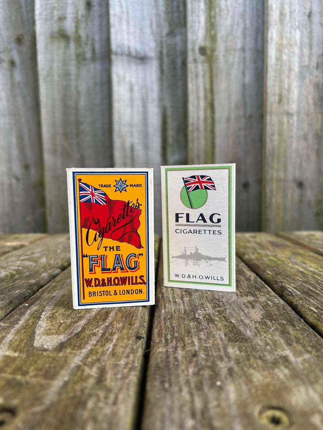 Pair of wills flag cigarette packets