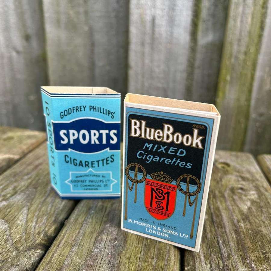 Bluebook and sports cigarette packets