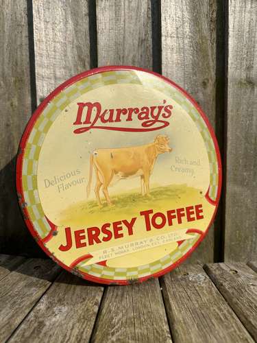 Large circular Murray’s toffee tin