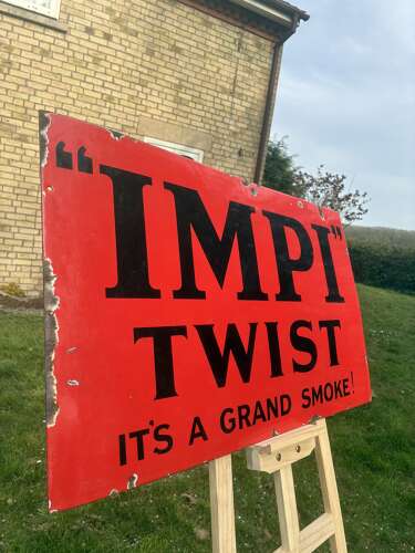 Superb imp twist tobacco enamel sign