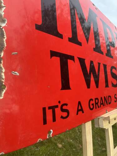 Superb imp twist tobacco enamel sign