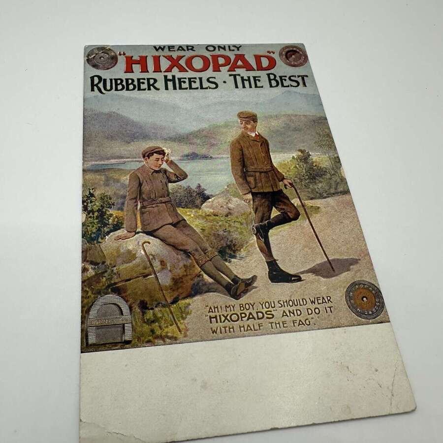 Hixopad rubber heels advertising postcard