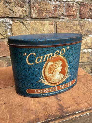 Unusual evans & priestman hull cameo liquorice oval toffee tin