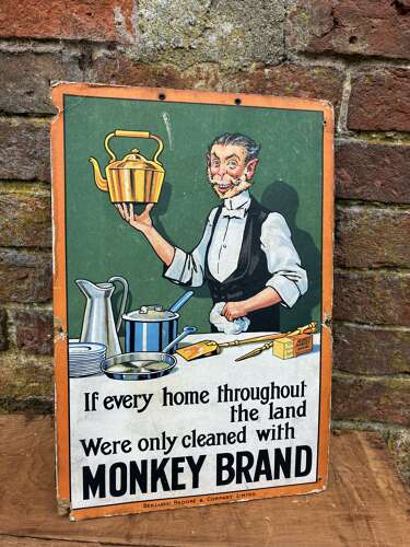 Scarce Brooke’s monkey brand soap advertising Showcard