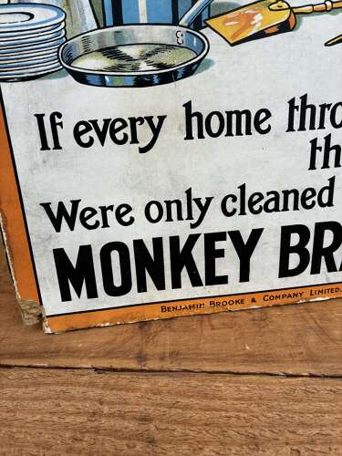 Scarce Brooke’s monkey brand soap advertising Showcard