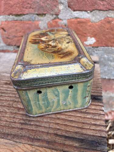 Early 1900 carr & co fancy biscuits st bernard puppy tin