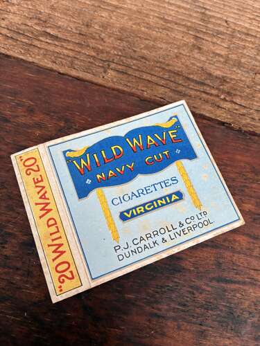 Scarce 20 packet for wild wave cigarettes p.j. Carroll & co cigarette packet