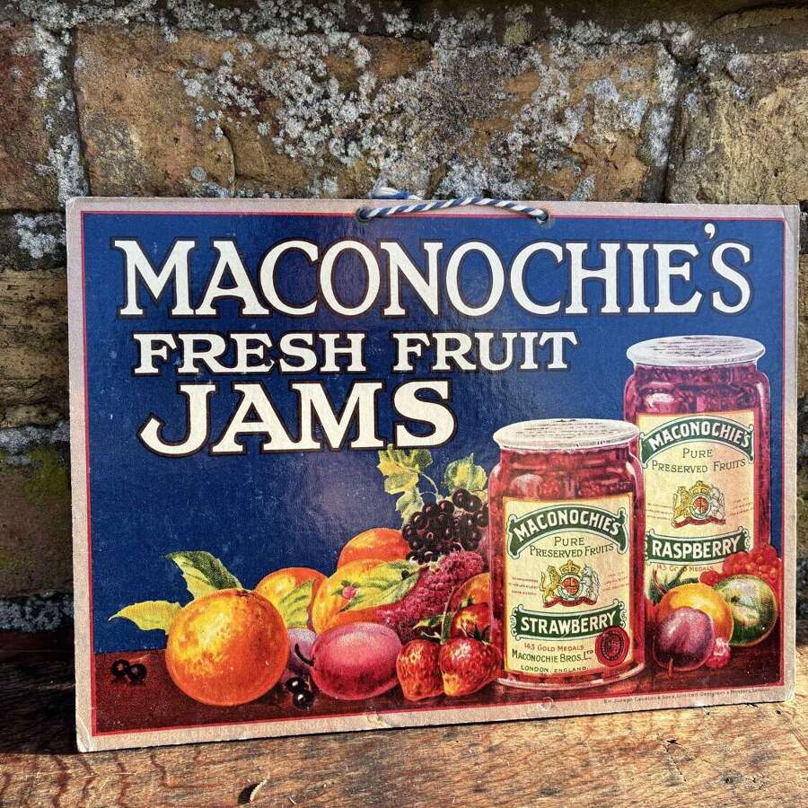 Beautiful maconochies fresh fruit jams advertising showcard