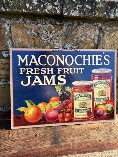 Beautiful maconochies fresh fruit jams advertising showcard