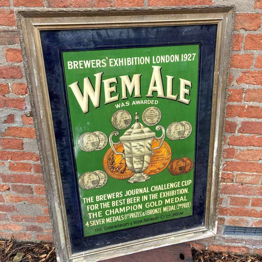 Rare shrewsbury & wem brewery, wem ales advertising sign