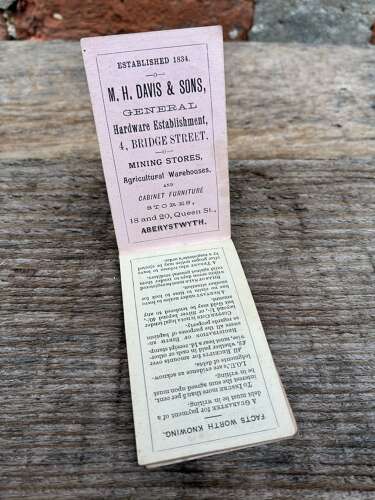 Rare M.H davis & sons agricultural & mining equiptment aberystwyth pocket calendar