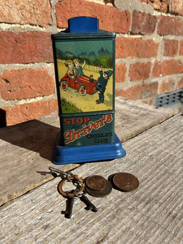Scarce drivers chocolate club chocolate vending machine tin money bank