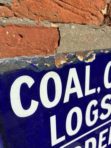 Rare troods limted launceston coal & coke orders flanged enamel advertising sign