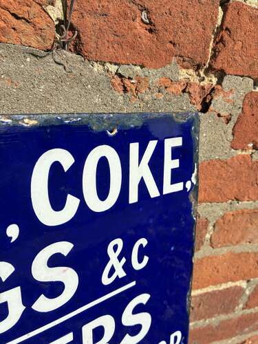 Rare troods limted launceston coal & coke orders flanged enamel advertising sign