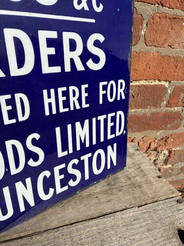 Rare troods limted launceston coal & coke orders flanged enamel advertising sign
