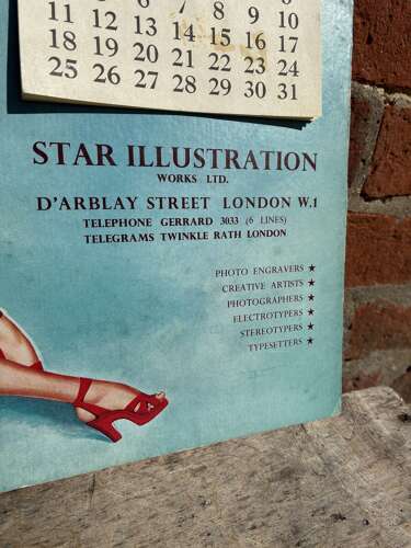 1953 star illustrations works Ltd pin up advertising calendar