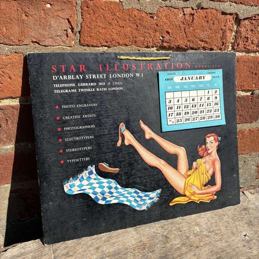 1954 star illustrations works Ltd advertising pin up calendar