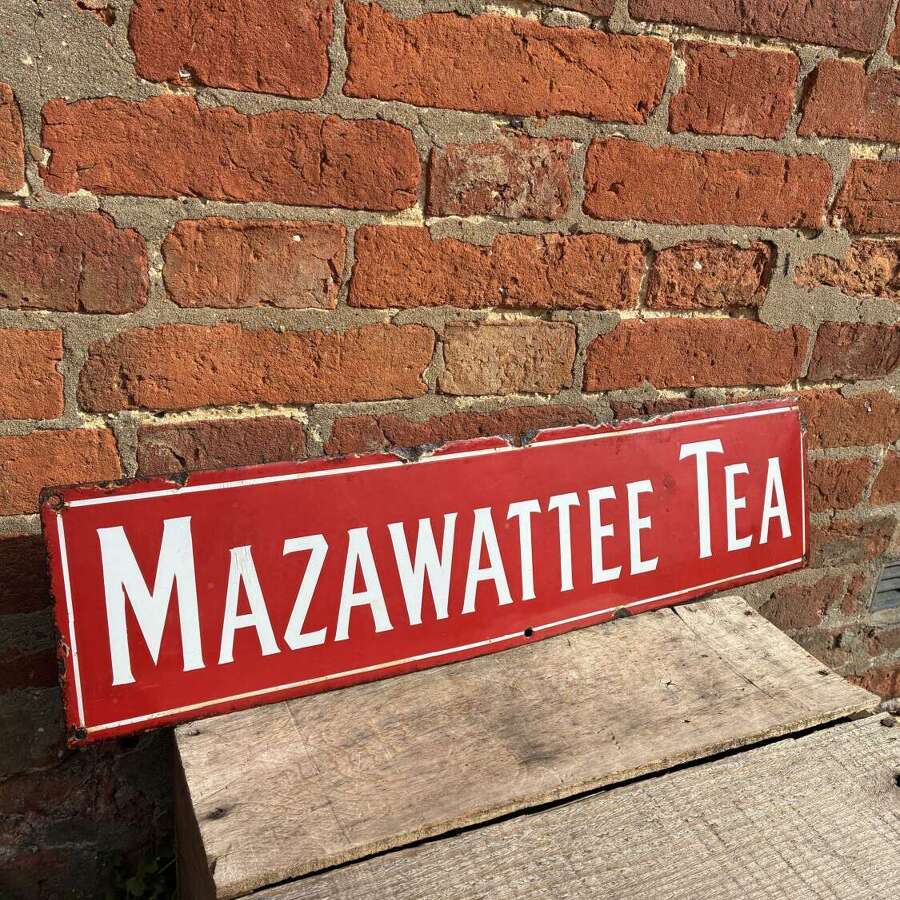 Early red Mazawattee tea strip enamel sign