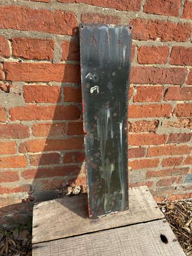Early red Mazawattee tea strip enamel sign