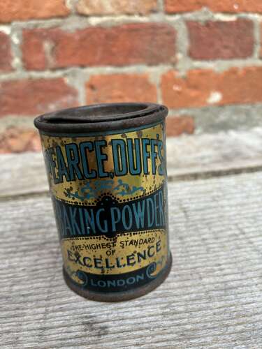 Very early Pearce,Duff baking powder tin with contents