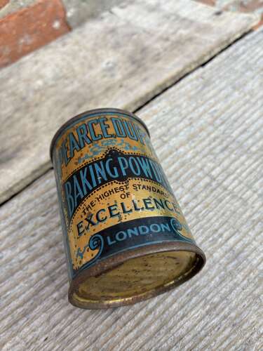 Very early Pearce,Duff baking powder tin with contents
