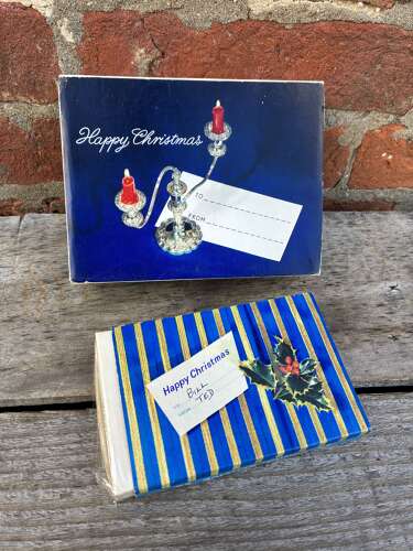 Pair of senior service Christmas cigarette boxes live