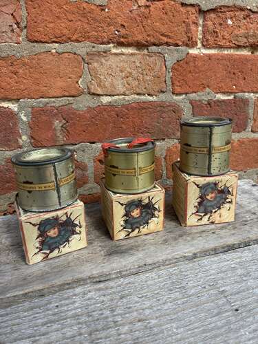 Early 3 galvanit rosenbergs process nickle tins and boxes