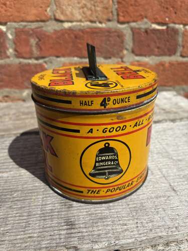 Rare edward ringer & co black bell smoking shag counter top string cutter tin