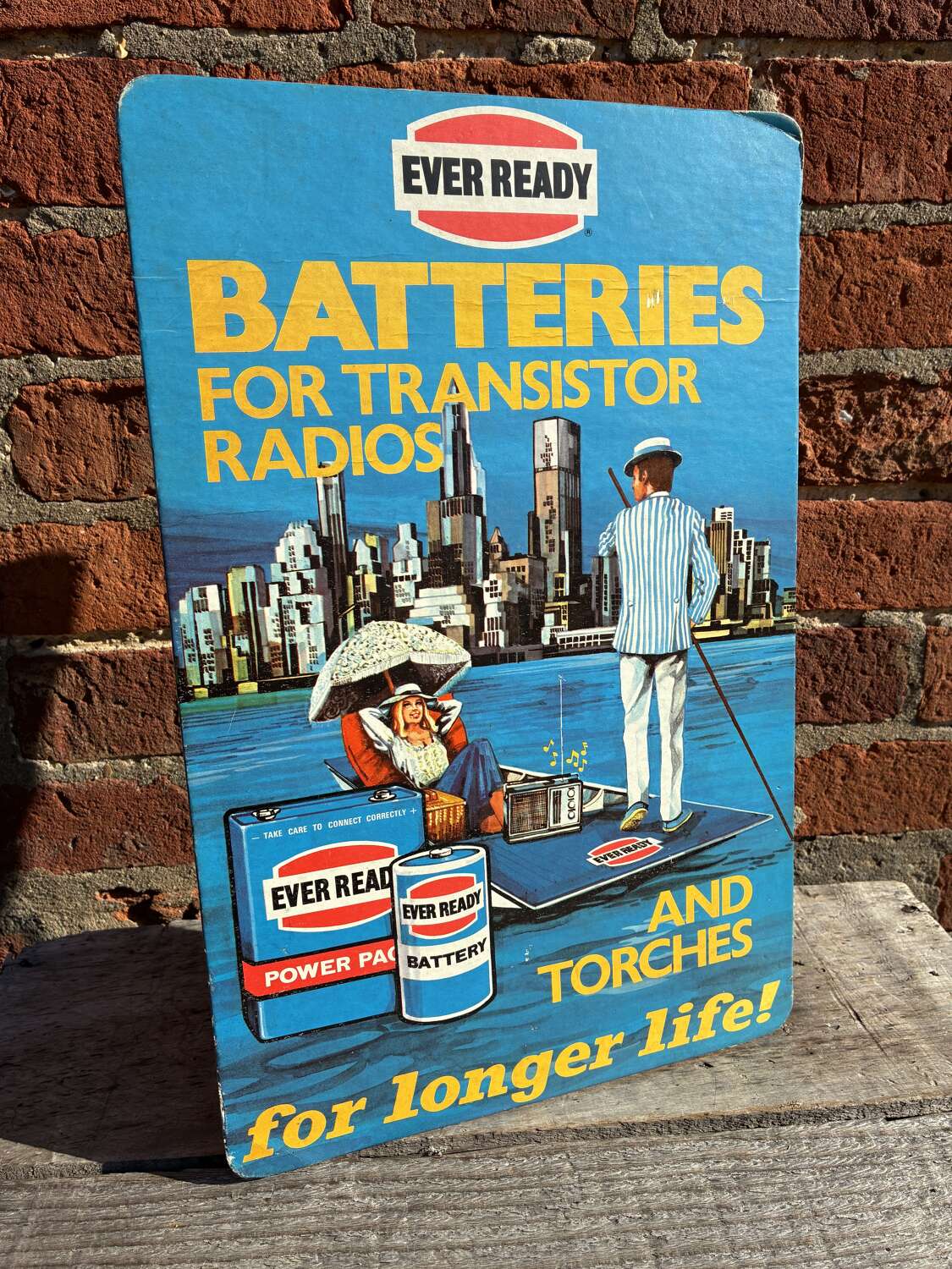 Ever ready batteries for transistor radios & torches advertising stund up showcard