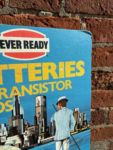 Ever ready batteries for transistor radios & torches advertising stund up showcard