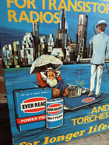 Ever ready batteries for transistor radios & torches advertising stund up showcard