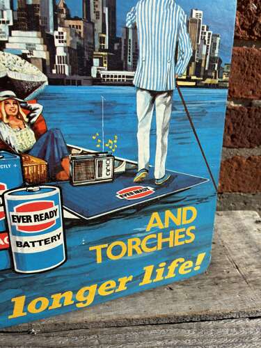 Ever ready batteries for transistor radios & torches advertising stund up showcard