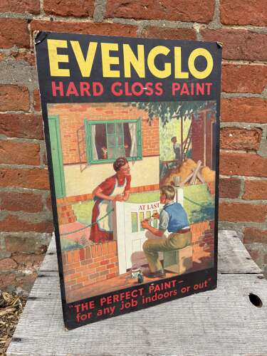 Evenglo hard gloss paint advertising stand up showcard