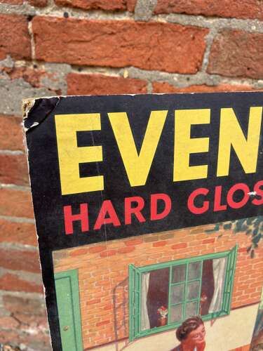 Evenglo hard gloss paint advertising stand up showcard