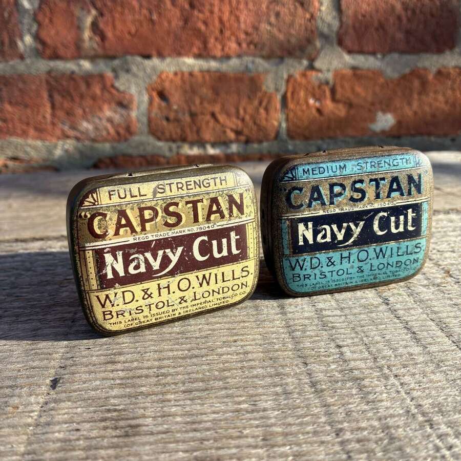 Pair of W.D&H.O Wills capstan navy cut 1oz tins
