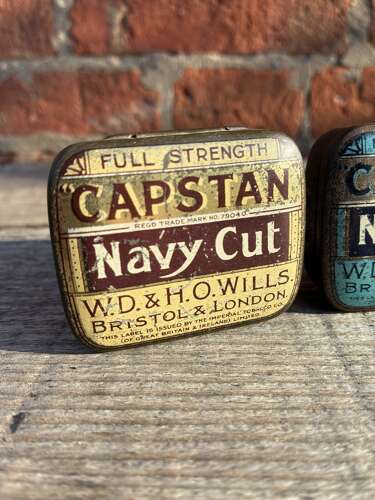 Pair of W.D&H.O Wills capstan navy cut 1oz tins