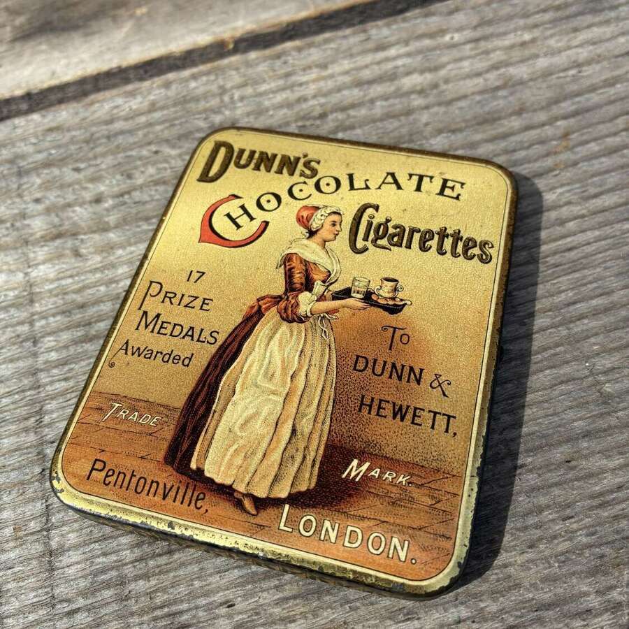 Exceptional rare dunns chocolate cigarettes flat tin